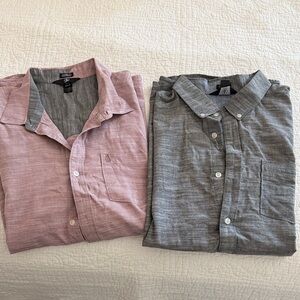 Volcom Casual Men's Button-Down Shirt - Pink and Gray 2XL Bundle . Sold as set